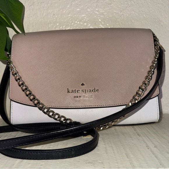 Kate Spade Carson Saffiano Leather Convertible Crossbody Warm Beige Multi Gold - Picture 2 of 16
